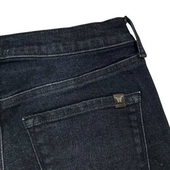 Jessica Simpson Daisy Flare Jeans Womens 10 Blue Dark Wash Stretch Raw Hem Denim - Picture 13 of 13